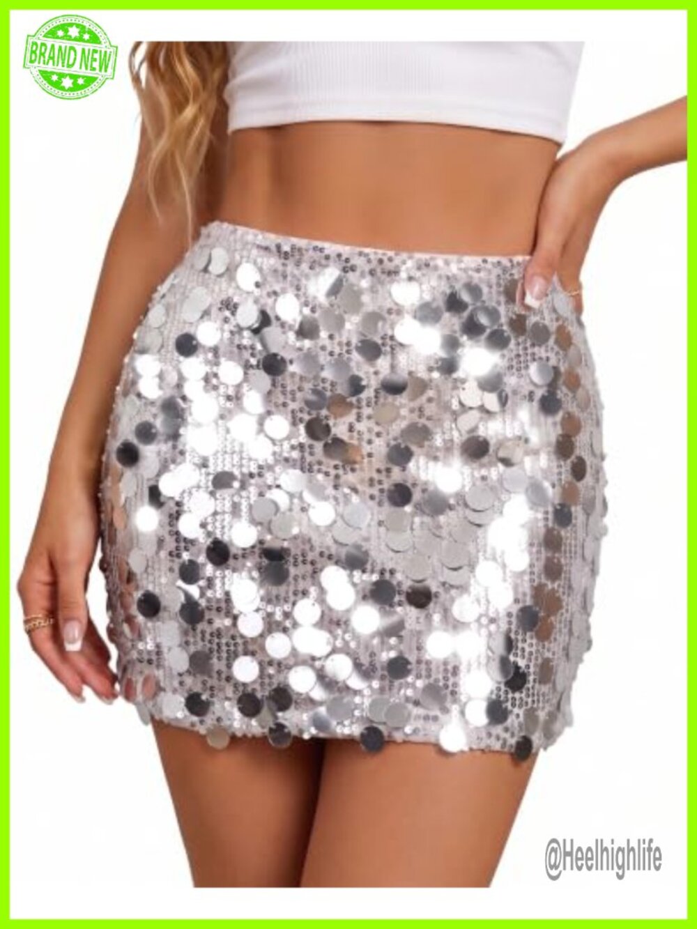 Sequin Mini Skirt Bodycon Stretchy Glitter Party Night Out Clubwear